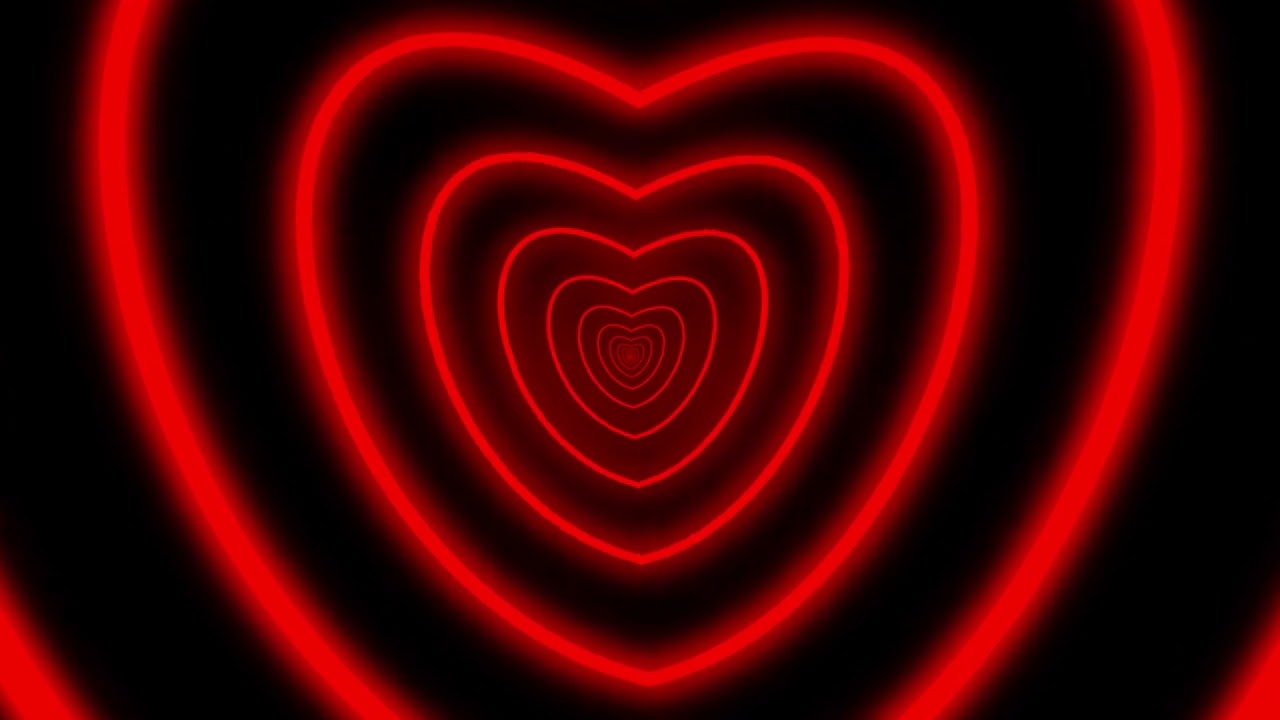 Red Neon Love Hearts Tunnel Forever Glowing Romantic TikTok Eyes Trend