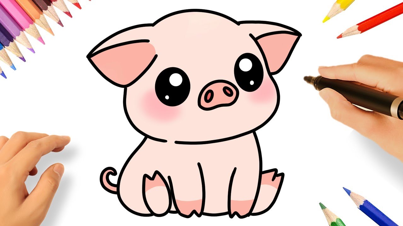 COMMENT DESSINER UN COCHON MIGNON FACILEMENT 🐷❤️