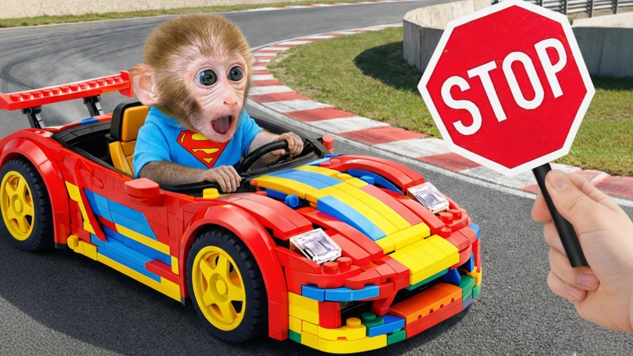 Affe JoJo fährt ein buntes LEGO-Auto – Ein seltsames Abenteuer | JoJo und Freunde