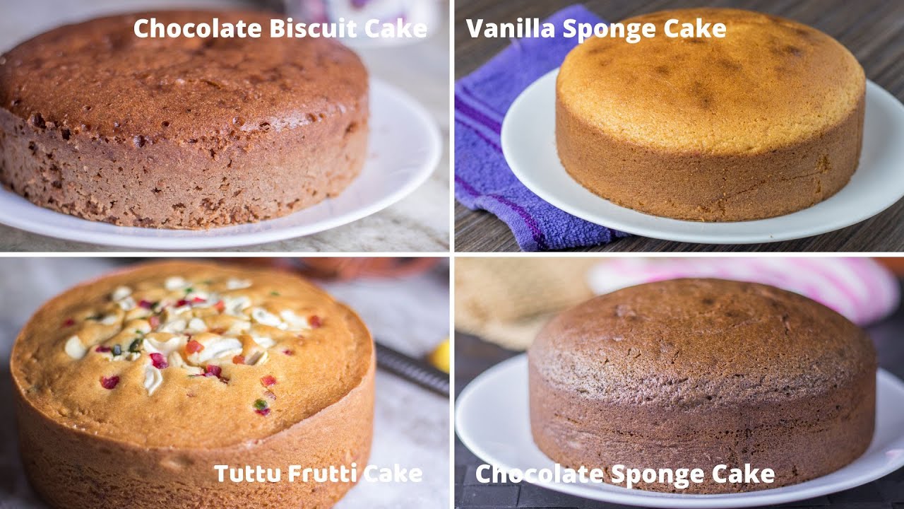 4 Easy Sponge Cake Recipes | Vanilla Cake-Tutty Fruty Cake-Chocolate Cake | MintsRecipes