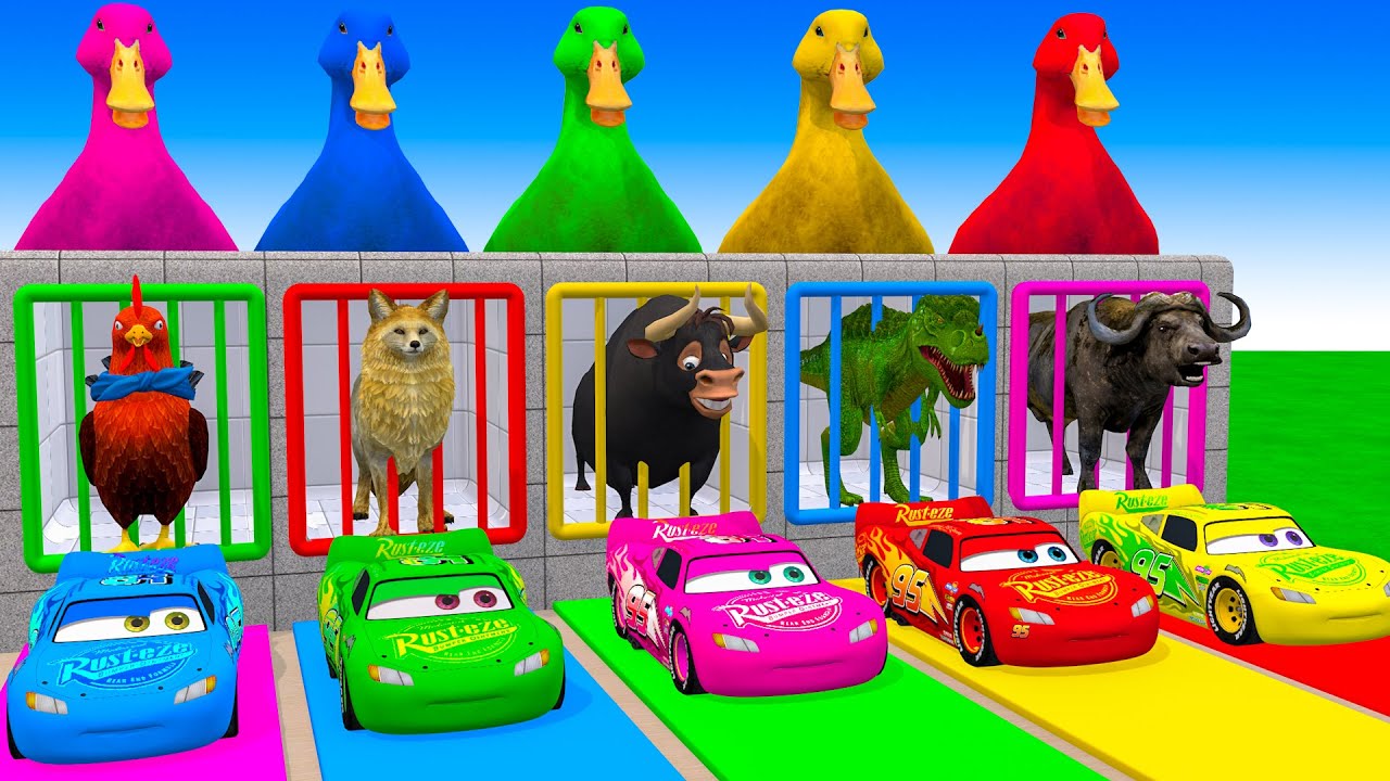 Long Slide Game With Cow Elephant Gorilla Hippopotamus Tiger 3d Animal Game Funny 3d Animals