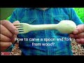 Solo bushcraft trip in wilderness how to carve spoon and fork from wood and cooking vegetarian meals