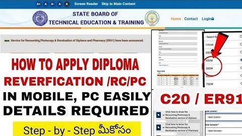 AP DIPLOMA C20 & ER91 RV, RC, PC APPLYING PROCEDURE | STEP BY STEP PROCESS IN MOBILE #sbtet7
