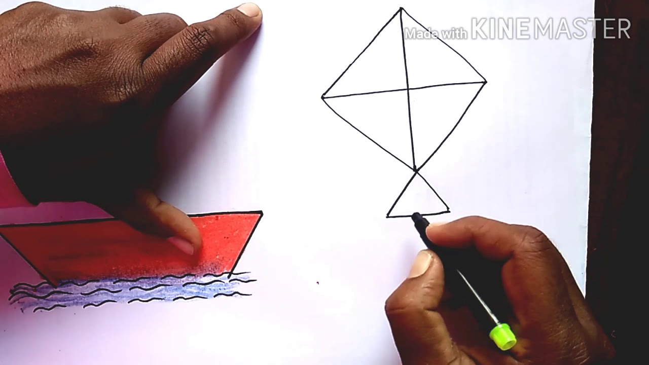 How to draw, number 1 to kite and Boat drawing.