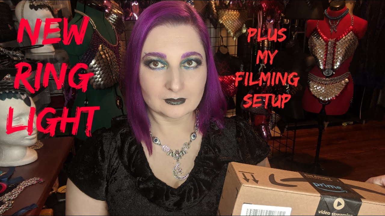 Gugusure 10" ring light from Amazon unboxing Plus my YouTube filming setup💜🦇💜