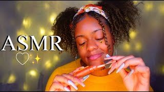 asmr ✨ lipgloss application ♡ mouth sounds, tapping, lip smacking & whispers ♡