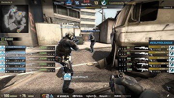 C9 all 5 with 16k money in a huge comeback - Cloud9 vs Luminosity Gaming CS:GO ESL Pro League