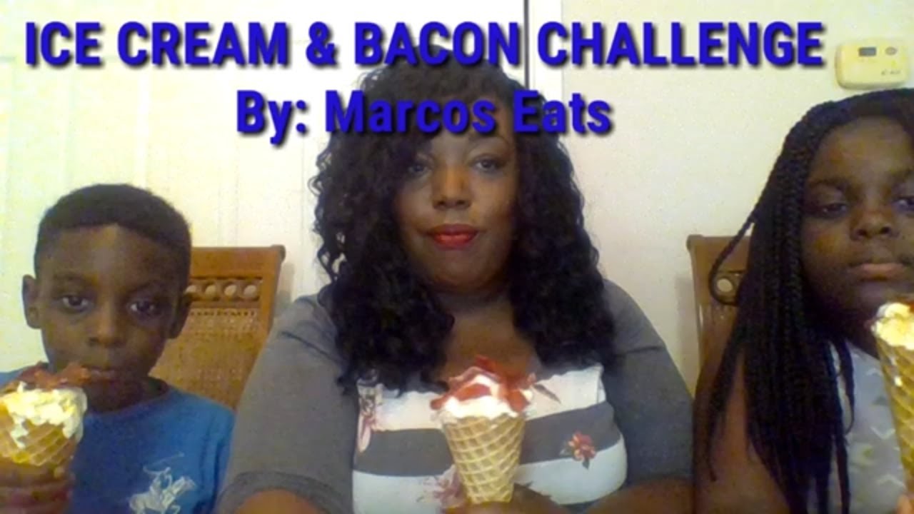 #ice cream #bacon #waffle cones  ICE CREAM AND BACON CHALLENGE BY MARCOS EATS