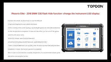 Phoenix Elite - 2018 BMW 530 Flash Hide Function - Change the Instrument LGO Display