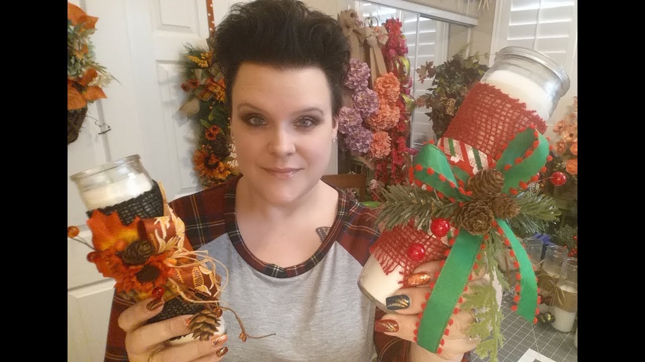 Decorating Store Bought Candles for the Holidays-Christmas & Fall/Thanksgiving