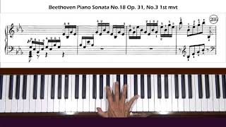 Beethoven Sonata No. 18 in E-Flat Major Op. 31, No. 3 Allegro Piano Tutorial Part 3