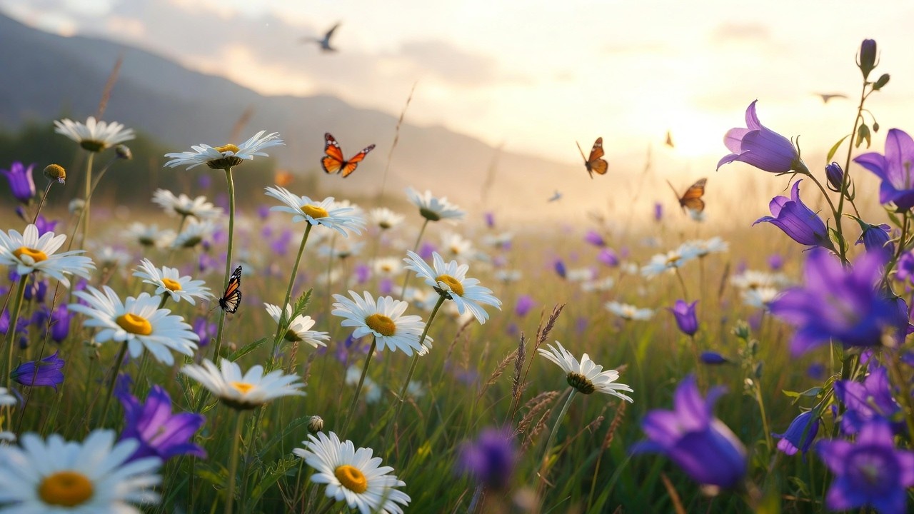 Healing Music 🌼 Daisy Field, Birds Singing & Gentle Flute | Relaxing Meditation Music