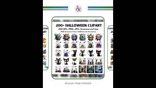 200  Halloween Clipart Bundle, PNG Sublimation Designs, Commercial Use, Instant Download, Lifetim...