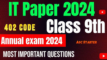 class 9 IT (information technology) question paper solution 2024 / It sample paper class 9th 2024