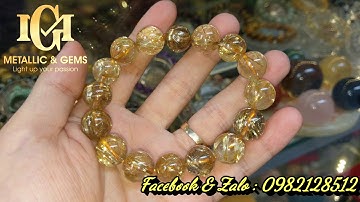 Vòng thạch anh tóc vàng bã mía ánh titan rực rỡ lung linh size 14mm