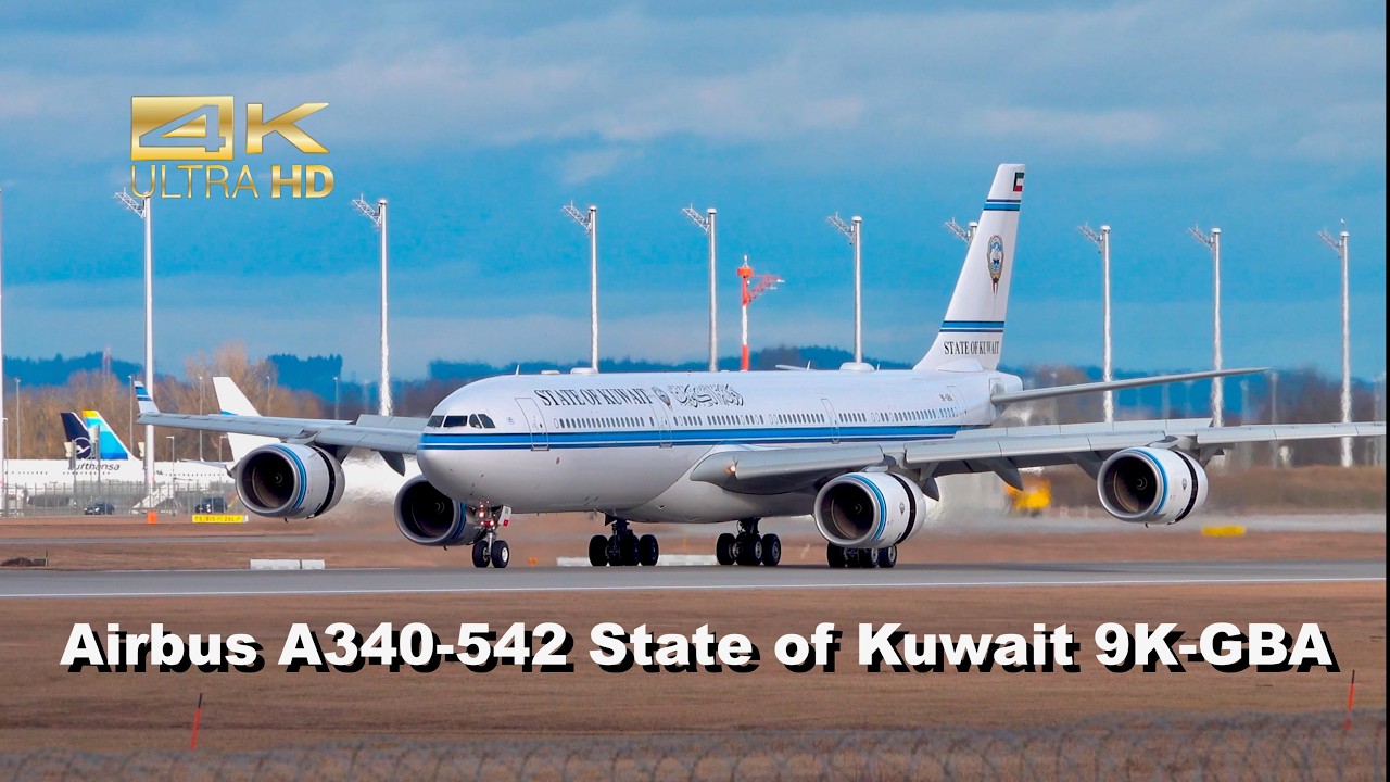Airbus A340-542 State of Kuwait 9K-GBA arrival at Munich Airport #msc 2026 #Siko #kuwait #government