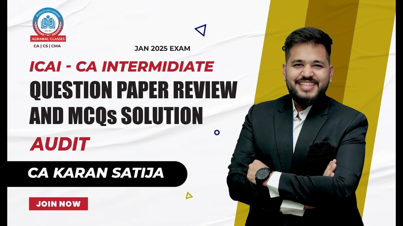 ICAI CA Inter | JAN 25 | Question Paper Review + MCQs Answers | AUDIT ...