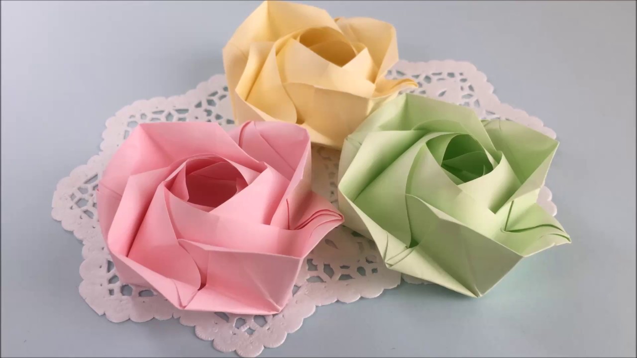 折り紙 簡単な バラ Origami Twisted Rose Youtube Origami Design Origami Flowers Origami Rose