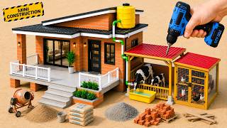 DIY Mini Farm Project With a Modern Brick House and Animal Barn | @MinMinTractor