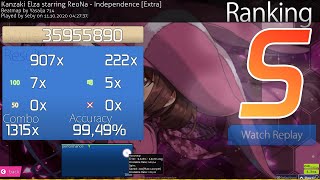 [Liveplay] (6.17⭐) Independence 99.49% FC (My first No-Mod 300pp play 🤩🤩)
