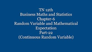 TN 12th BM | Chapter 6 | Random Variable and Mathematical Expectation | Part 22