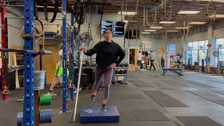 Level 1 Backward Step Down with Medial Band Pull - UE Assist and 5” box