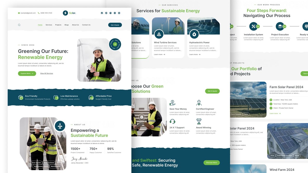 Solar and Renewable Energy Website UI Design Figma | Web Design | Responsive Design | UI Design | UI