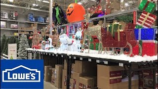LOWE'S CHRISTMAS DECORATIONS TREES HOME DECOR - LOWES SHOP WITH ME SHOPPING STORE WALK THROUGH 4K
