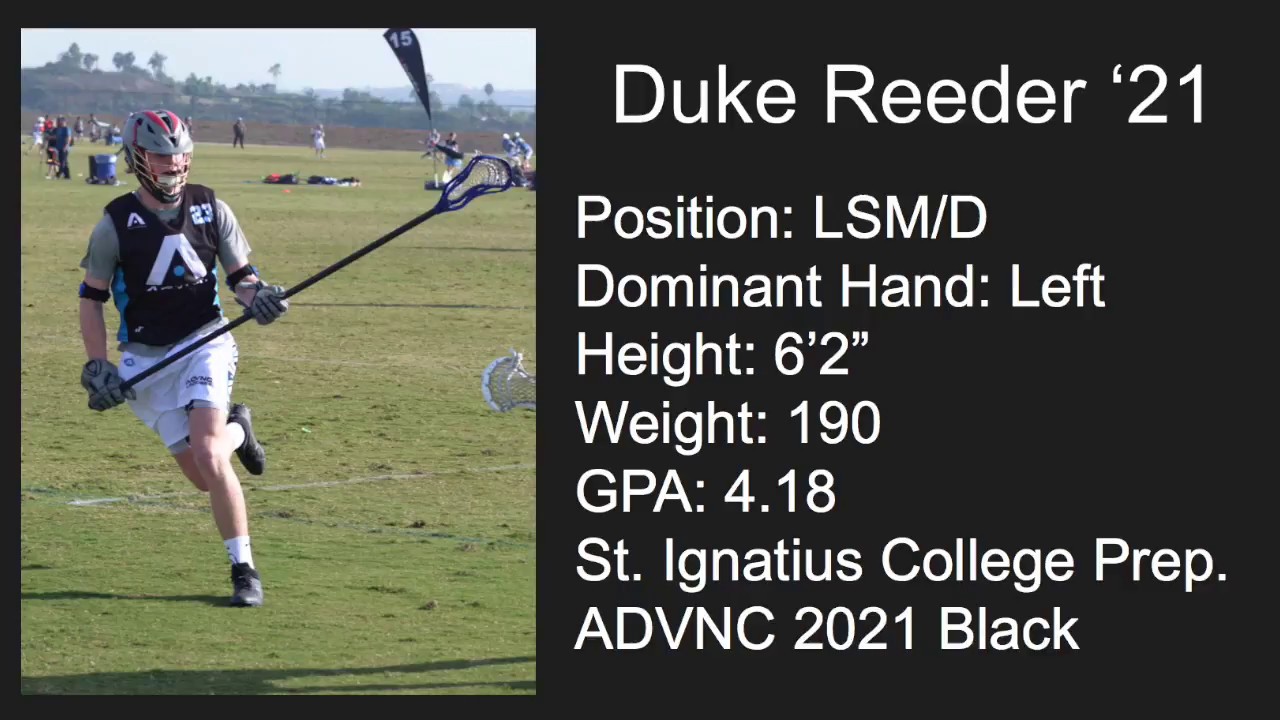 Duke Reeder 2021 LSM/D Winter Lacrosse Highlights - YouTube