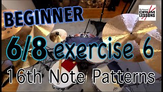 beginner drum lessons 6/8 time 16th notes exercise 6