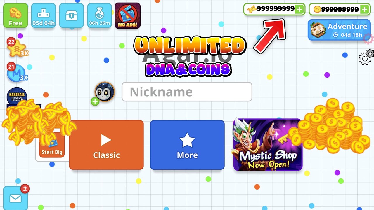 HOW TO GET UNLIMITED DNA&COINS (AGAR.IO) YouTube