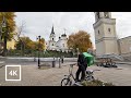 Walking Autumn Moscow and City Sounds, 4k