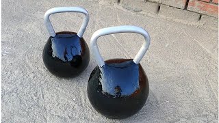 how to make kettelbell dumbbell  from cement at home كيف تصنع دامبل كيتل بل في المنزل بأبسط الأدوات