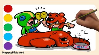 [요청영상] 레온 니타가 함께 즐기는 치킨 파티! 브롤스타즈 팬아트 | Drawing Leon, Nita Picnic with chicken Brawlstars Fan art