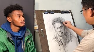 Portrait #23 - Key Steps for Starting a Live Portrait with Charcoal