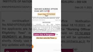 NIMHANS Nursing Officer Exam Date Out????shorts examdate nimhans