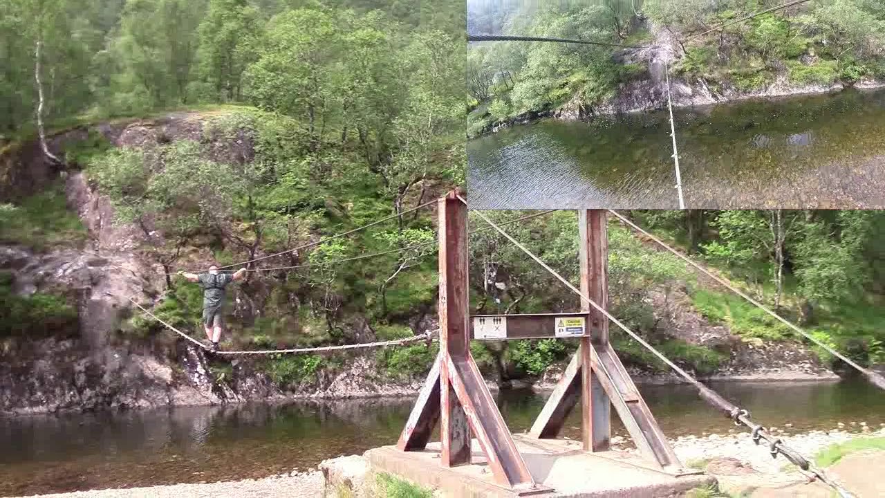 Crossing The Wire Bridge At Steall Falls Glen Nevis 03.06.18