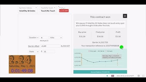 Touch No Touch binary Option Volatility 10 index Accurate strategy