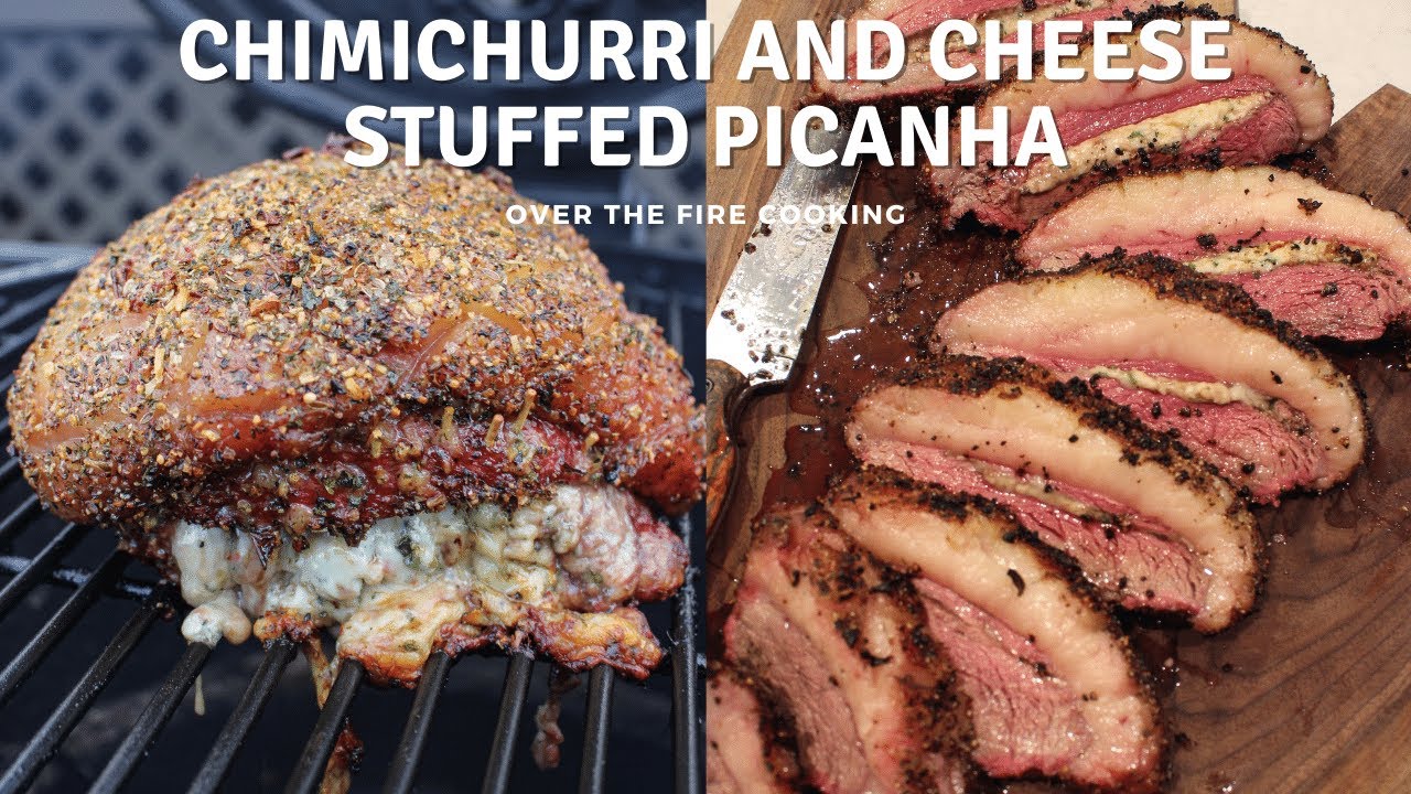 Chimichurri and Cheese Stuffed Picanha Recipe | Over The Fire Cooking #shorts