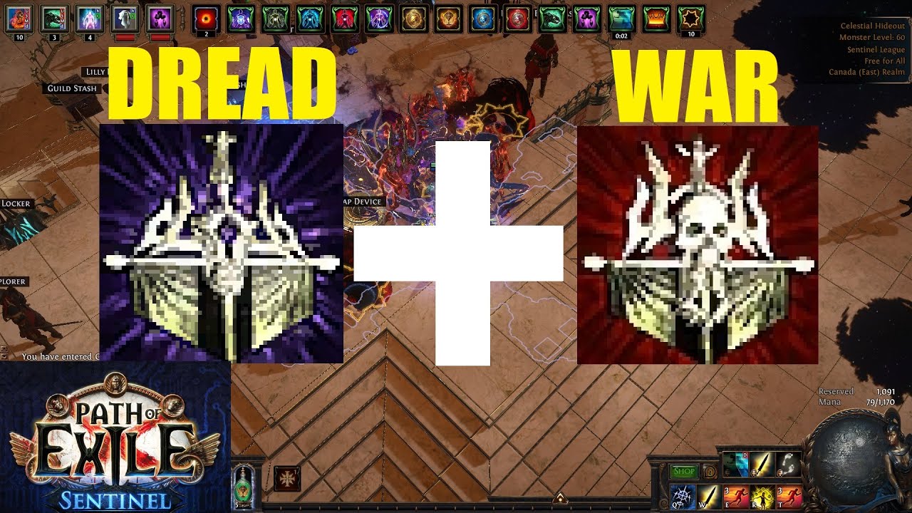 Path of Exile 3.18 Dread Banner + War Banner + Defiance Banner + Golems in Sentinel League