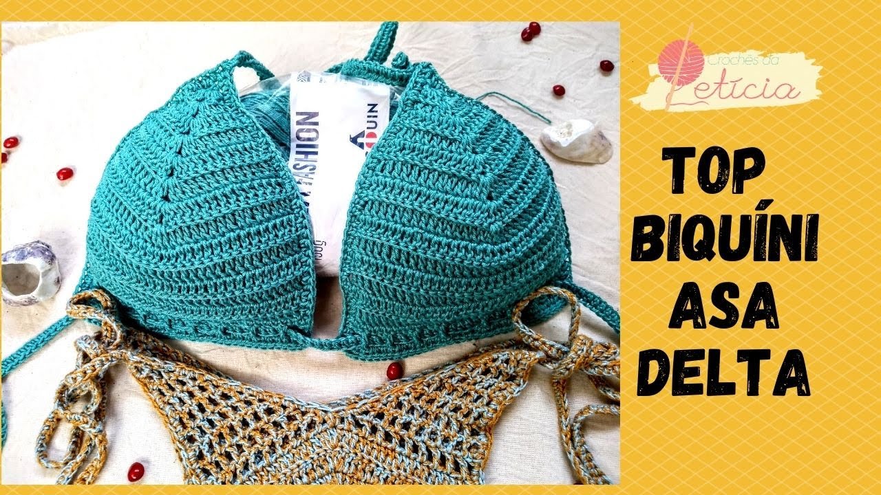 Top biquíni de crochê asa delta