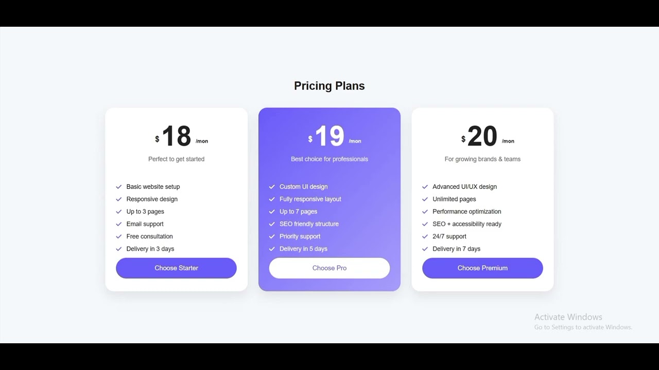 Subscription Plan UI | Pricing Page HTML CSS - YouTube