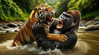 Gorilla Vs Tiger (Part 2). #animals #kingkong #gorillas #tiger #tigers #motivation #gorilla