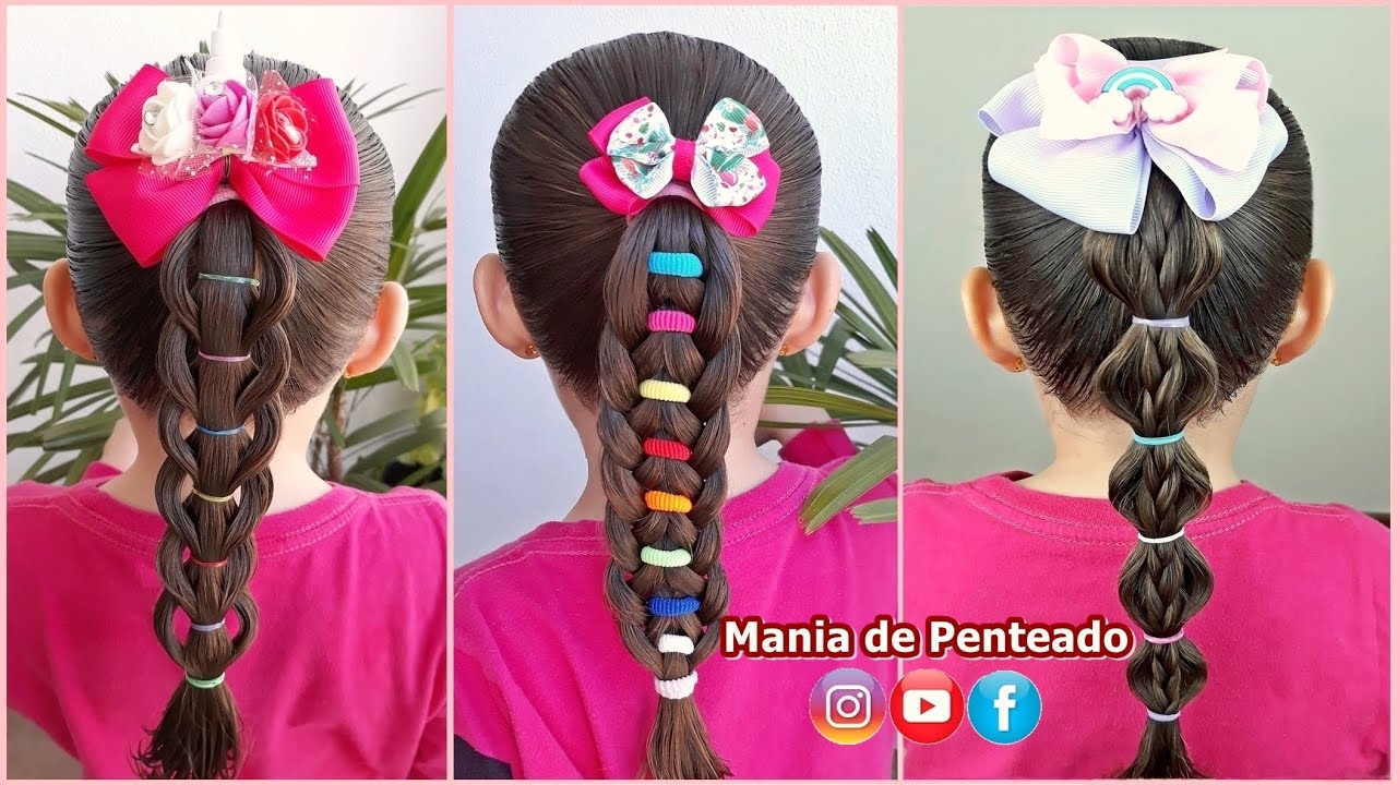 Penteado Infantil com amarração e tranças fáceis para escola - thptnganamst.edu.vn