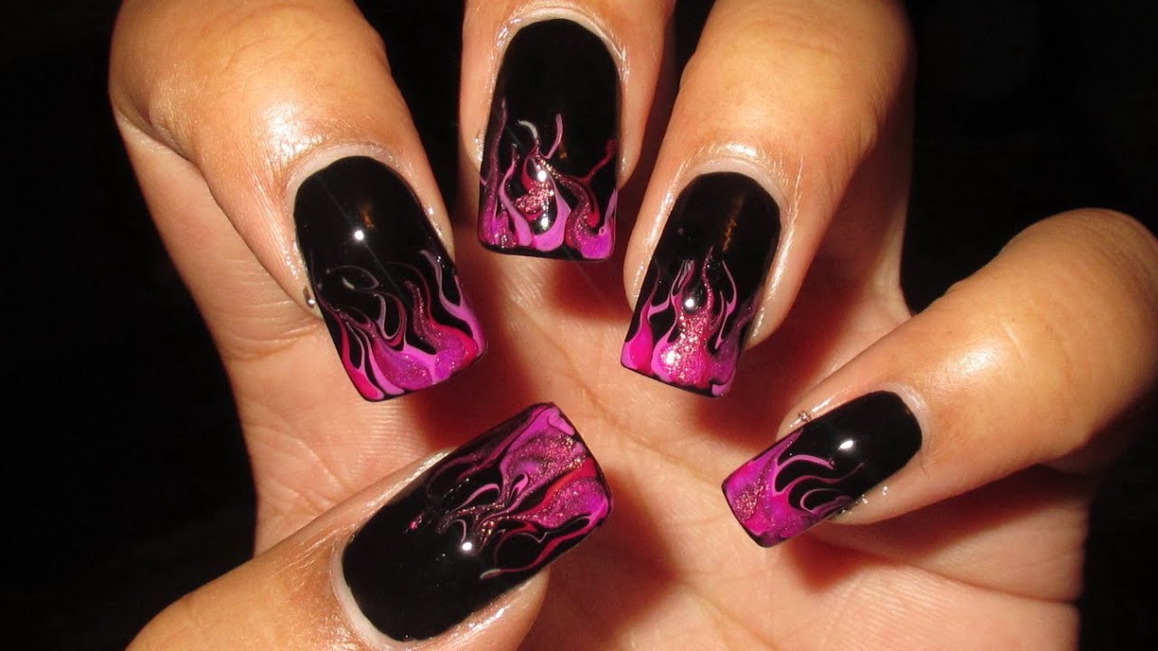 Radiant Orchid Drag Marble Flames Nail Art Tutorial Y