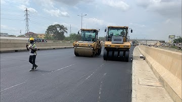 Break! Asphalt Wearing Course Works Ongoing on Amasaman–Pokuase Expressway | Ofankor–Nsawam Project