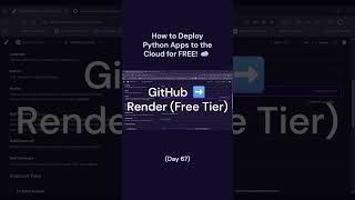 How to Deploy Python Apps to the Cloud for FREE! ☁️ #everydaypython #shorts #render #deploy