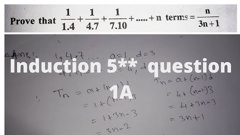 1/1.4+1/4.7+..+n terms = n/3n+1 || 1A mathematical induction 5** ||@harishallinonechannel3443