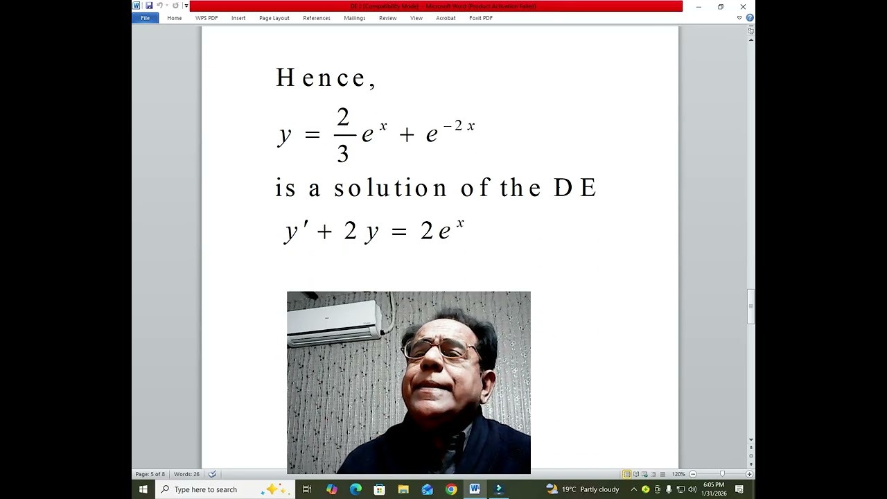 Differential Equation, To prove a given Function to be a Solution of a Given Differential Equation