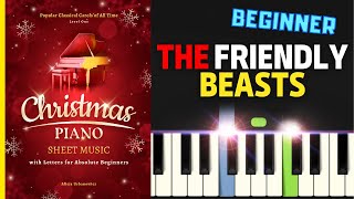 The Friendly Beasts I Christmas Song Piano Tutorial Easy Sheet Music with Letters for Beginners SLOW